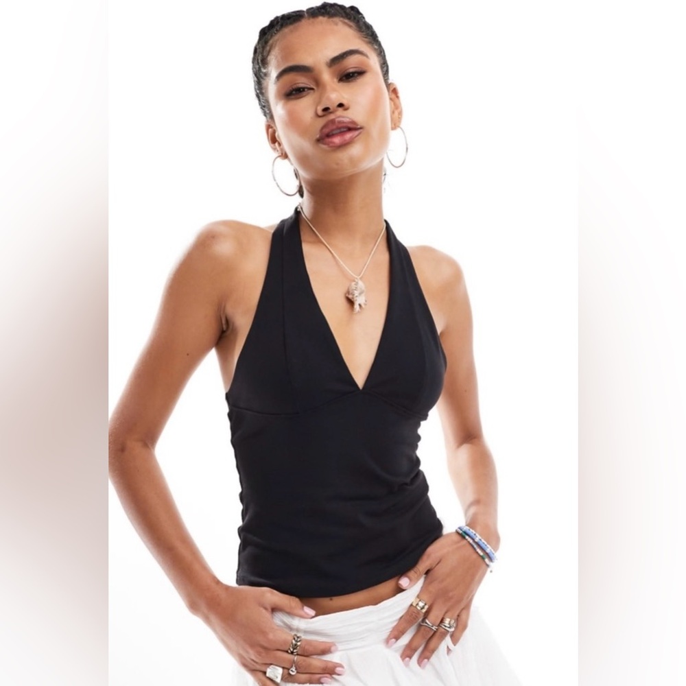 NWT Free People Intimately XS Still Here Halter Cami in Black Tank Top New